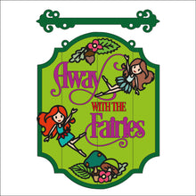 OL2579 - MDF Fairy Doodles - Hanging layered Sign - 'Away with the Fairies' - Olifantjie - Wooden - MDF - Lasercut - Blank - Craft - Kit - Mixed Media - UK