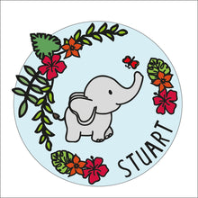 OL1739 - MDF Doodle Jungle - Elephant style 1 plaque personalised - Olifantjie - Wooden - MDF - Lasercut - Blank - Craft - Kit - Mixed Media - UK