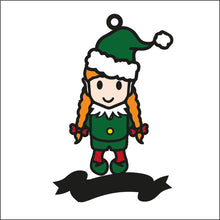 OL2488 - MDF Doodle Female Elf Bauble - With or Without Banner - Olifantjie - Wooden - MDF - Lasercut - Blank - Craft - Kit - Mixed Media - UK