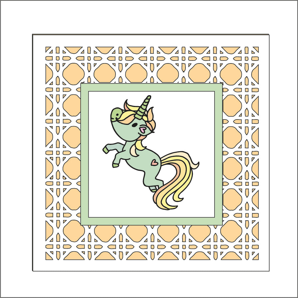 OL1973 - MDF Rattan effect square plaque with Unicorn doodle - Style 5 ...