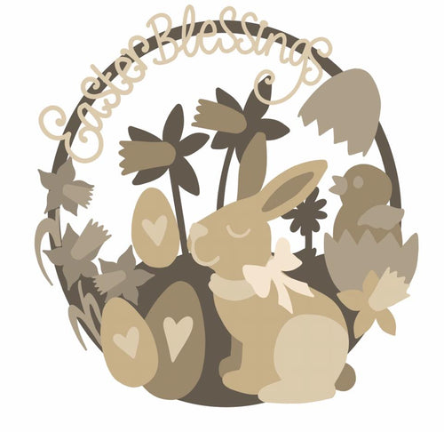 SJ253 - MDF Sarah Jane Easter Scene - 2 Large 3D Free Standing Kit - Olifantjie - Wooden - MDF - Lasercut - Blank - Craft - Kit - Mixed Media - UK