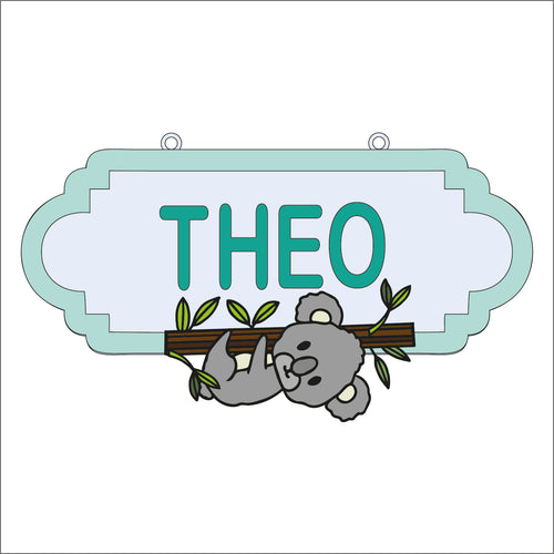 SS178 - MDF Doodle Woodland Animal - Koala Personalised Street Sign - Large (12 letters) - Olifantjie - Wooden - MDF - Lasercut - Blank - Craft - Kit - Mixed Media - UK