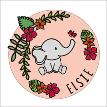 OL1740 - MDF Doodle Jungle - Elephant style 2 plaque personalised - Olifantjie - Wooden - MDF - Lasercut - Blank - Craft - Kit - Mixed Media - UK