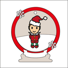 OL2489 - MDF Boy Elf Christmas Bauble Snow Globe - Olifantjie - Wooden - MDF - Lasercut - Blank - Craft - Kit - Mixed Media - UK