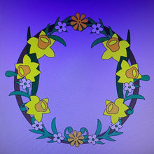 W046 - Daffodil Themed Wreath - Olifantjie - Wooden - MDF - Lasercut - Blank - Craft - Kit - Mixed Media - UK