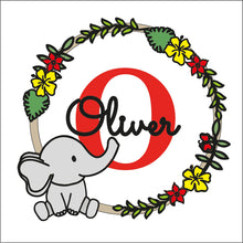 OL1745 - MDF Jungle doodle Personalised Wreath - Elephant style 1 - Olifantjie - Wooden - MDF - Lasercut - Blank - Craft - Kit - Mixed Media - UK