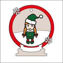 OL2490 - MDF Girl Elf Christmas Bauble Snow Globe - Olifantjie - Wooden - MDF - Lasercut - Blank - Craft - Kit - Mixed Media - UK