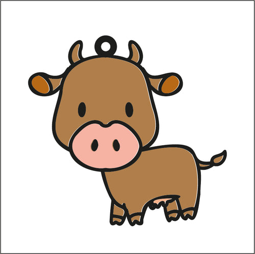 OL1765 - MDF  doodle Farm hanging - Cow style 3 - Olifantjie - Wooden - MDF - Lasercut - Blank - Craft - Kit - Mixed Media - UK