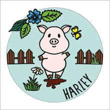 OL1772 - MDF Doodle Farm - Pig Style 2 plaque personalised - Olifantjie - Wooden - MDF - Lasercut - Blank - Craft - Kit - Mixed Media - UK