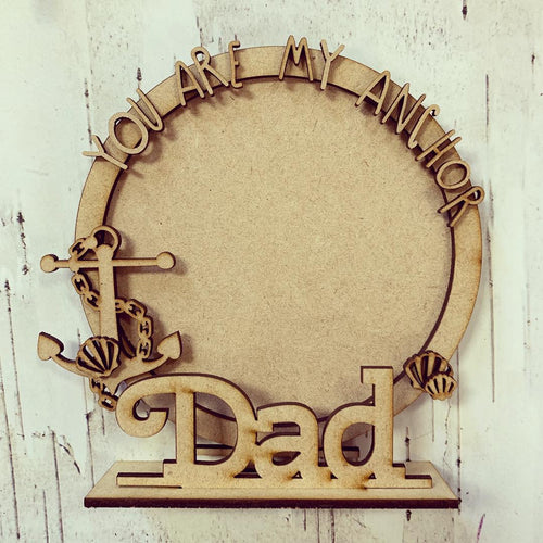 CF002 - MDF Anchor Themed Personalised Freestanding Circular Photo Frame - Olifantjie - Wooden - MDF - Lasercut - Blank - Craft - Kit - Mixed Media - UK