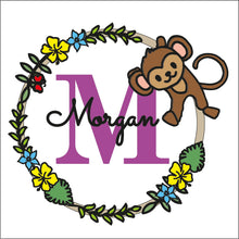 OL1743 - MDF Jungle doodle Personalised Wreath - Monkey - Olifantjie - Wooden - MDF - Lasercut - Blank - Craft - Kit - Mixed Media - UK