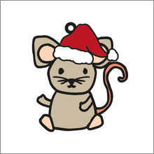 OL2036 - MDF Doodle Christmas Hanging - Mouse Hat - with or without banner - Olifantjie - Wooden - MDF - Lasercut - Blank - Craft - Kit - Mixed Media - UK