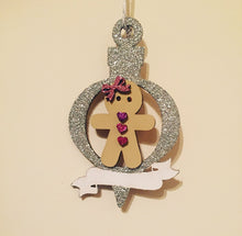 CH023 - MDF Ginger Bread Bauble with Banner - Olifantjie - Wooden - MDF - Lasercut - Blank - Craft - Kit - Mixed Media - UK