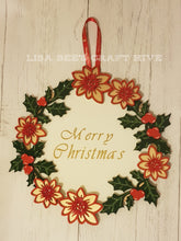 CH049 - MDF Large Poinsettia & Holly Wreath and Backing Plate - Olifantjie - Wooden - MDF - Lasercut - Blank - Craft - Kit - Mixed Media - UK