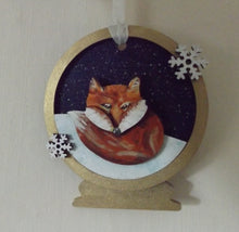 CH073 - MDF Fox Christmas Bauble Snow Globe - Olifantjie - Wooden - MDF - Lasercut - Blank - Craft - Kit - Mixed Media - UK