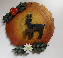 CH147 - MDF Wood Slice Effect Reindeer Christmas Bauble - Olifantjie - Wooden - MDF - Lasercut - Blank - Craft - Kit - Mixed Media - UK