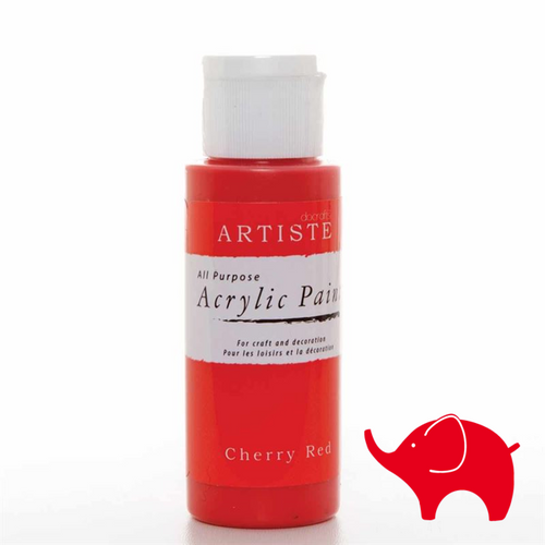 Cherry Red - Artiste Acrylic Paint 2oz - Olifantjie - Wooden - MDF - Lasercut - Blank - Craft - Kit - Mixed Media - UK