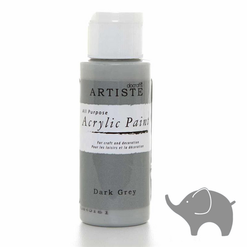 Dark Grey - Artiste Acrylic Paint 2oz - Olifantjie - Wooden - MDF - Lasercut - Blank - Craft - Kit - Mixed Media - UK