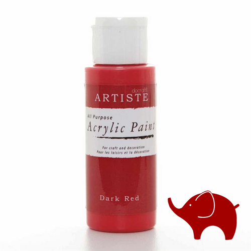 Dark Red - Artiste Acrylic Paint 2oz - Olifantjie - Wooden - MDF - Lasercut - Blank - Craft - Kit - Mixed Media - UK