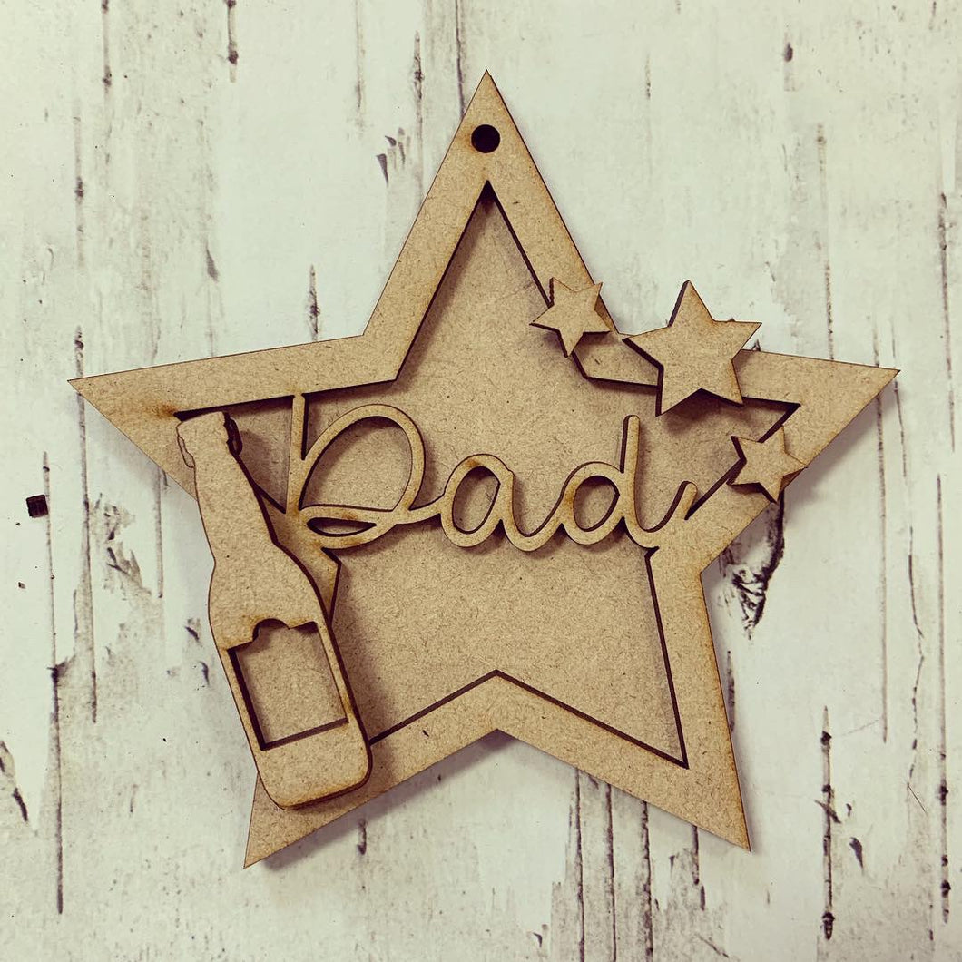 ST001 - MDF Hanging Star - Beer Themed with Choice of Wording - 2 Fonts - Olifantjie - Wooden - MDF - Lasercut - Blank - Craft - Kit - Mixed Media - UK