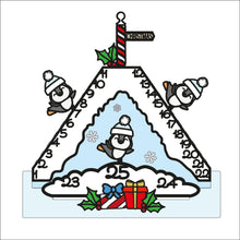 OL2686 - MDF Doodle Freestanding Advent Calendar - Penguin - Olifantjie - Wooden - MDF - Lasercut - Blank - Craft - Kit - Mixed Media - UK