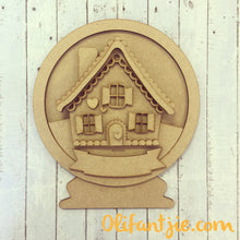 CH024 - MDF Gingerbread House Snow Globe - Olifantjie - Wooden - MDF - Lasercut - Blank - Craft - Kit - Mixed Media - UK