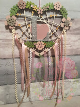HH003 - MDF Pretty Petal Hanging Heart Dream Catcher - with Optional Hole(s) - Olifantjie - Wooden - MDF - Lasercut - Blank - Craft - Kit - Mixed Media - UK