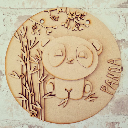 OL1397 - MDF Panda cute plaque personalised - Olifantjie - Wooden - MDF - Lasercut - Blank - Craft - Kit - Mixed Media - UK
