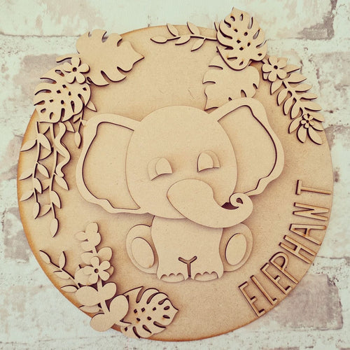 OL1390 - MDF Elephant cute plaque personalised - Olifantjie - Wooden - MDF - Lasercut - Blank - Craft - Kit - Mixed Media - UK