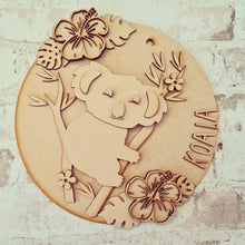 OL1394 - MDF Koala cute plaque personalised - Olifantjie - Wooden - MDF - Lasercut - Blank - Craft - Kit - Mixed Media - UK