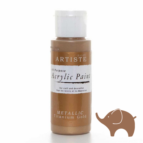 Metallic Titanium Gold - Artiste Acrylic Paint 2oz - Olifantjie - Wooden - MDF - Lasercut - Blank - Craft - Kit - Mixed Media - UK
