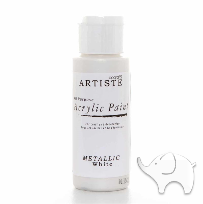 Metallic White - Artiste Acrylic Paint 2oz - Olifantjie - Wooden - MDF - Lasercut - Blank - Craft - Kit - Mixed Media - UK