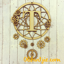 DC017 - MDF Steampunk Cogs Dream Catcher - with Initial, Initials, Name or Wording - Olifantjie - Wooden - MDF - Lasercut - Blank - Craft - Kit - Mixed Media - UK
