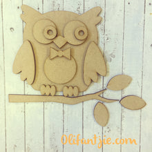 OL117 - MDF Male Owl - Olifantjie - Wooden - MDF - Lasercut - Blank - Craft - Kit - Mixed Media - UK