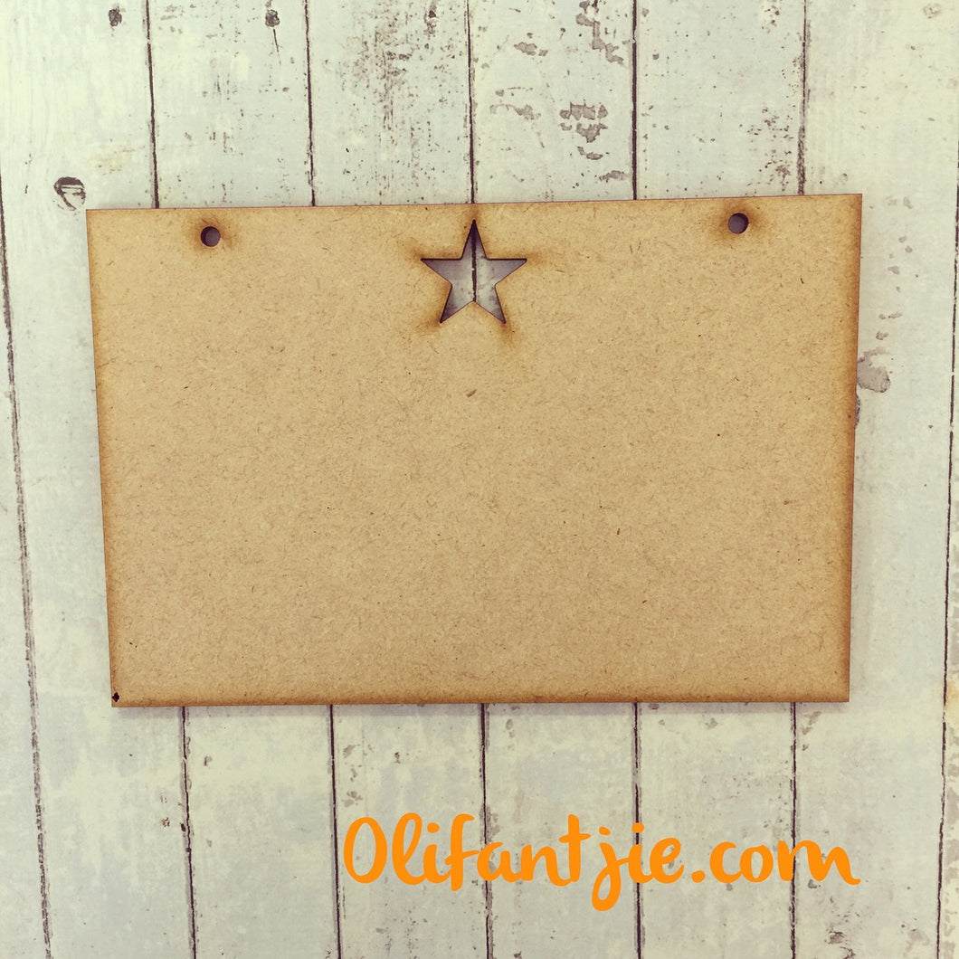 OL162 - MDF Rectangle Plaque with Dog Paw and Hanging Holes Option - Olifantjie - Wooden - MDF - Lasercut - Blank - Craft - Kit - Mixed Media - UK