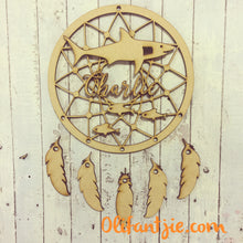 DC019 - MDF Shark Dream Catcher - with Initial, Initials, Name or Wording - Olifantjie - Wooden - MDF - Lasercut - Blank - Craft - Kit - Mixed Media - UK