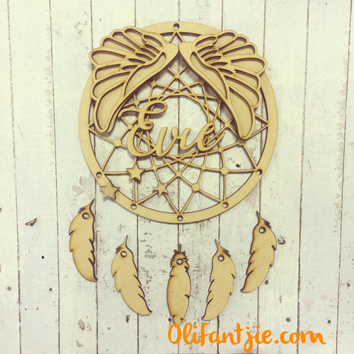 DC012 - MDF Angel Wings Separate Dream Catcher - with Initial, Initials, Name or Wording - Olifantjie - Wooden - MDF - Lasercut - Blank - Craft - Kit - Mixed Media - UK