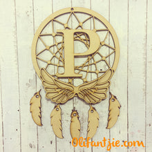 DC015 - MDF Angel Wings Joined Dream Catcher - with Initial, Initials, Name or Wording - Olifantjie - Wooden - MDF - Lasercut - Blank - Craft - Kit - Mixed Media - UK