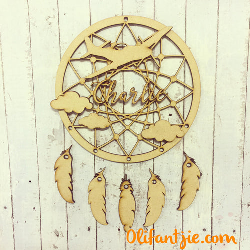 DC016 - MDF Spitfire Plane Dream Catcher - with Initial, Initials, Name or Wording - Olifantjie - Wooden - MDF - Lasercut - Blank - Craft - Kit - Mixed Media - UK