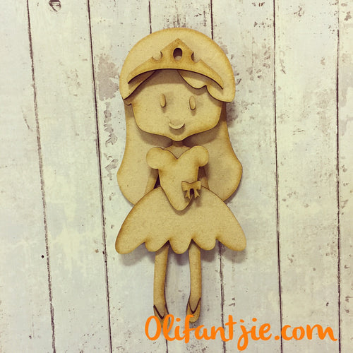 OL158 - MDF Princess Party Dress Girl Figurine - Set 14 - Olifantjie - Wooden - MDF - Lasercut - Blank - Craft - Kit - Mixed Media - UK