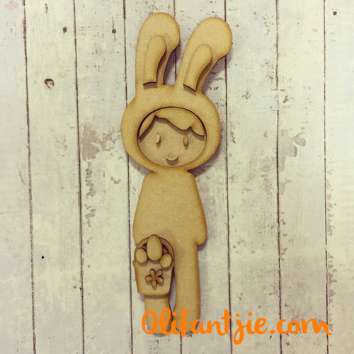 OL032 - MDF Bunny Rabbit Figurine - Set 1 - Olifantjie - Wooden - MDF - Lasercut - Blank - Craft - Kit - Mixed Media - UK