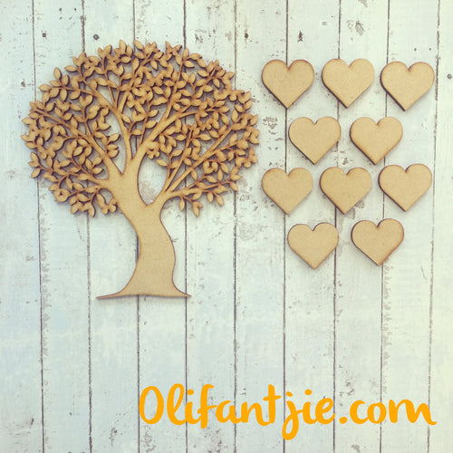 OL069 - MDF Family Tree with Hearts - Olifantjie - Wooden - MDF - Lasercut - Blank - Craft - Kit - Mixed Media - UK