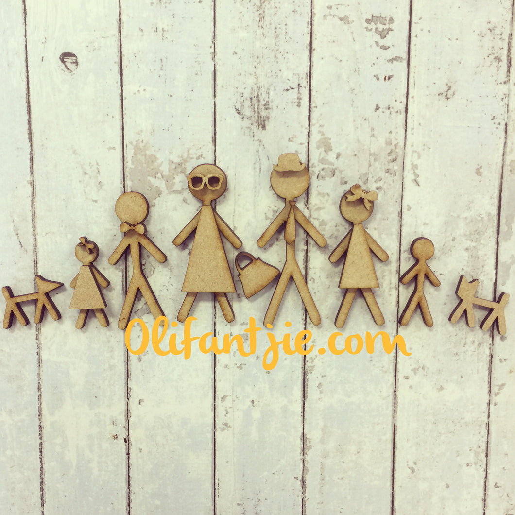 OL212 - MDF Stickmen - Olifantjie - Wooden - MDF - Lasercut - Blank - Craft - Kit - Mixed Media - UK