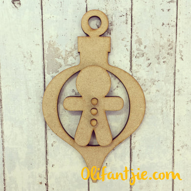 Sale CH022 - MDF Ginger Bread Bauble - Olifantjie - Wooden - MDF - Lasercut - Blank - Craft - Kit - Mixed Media - UK