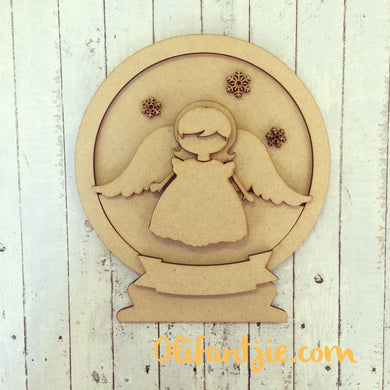 CH019 - MDF Fairy Angel Snow Globe - Olifantjie - Wooden - MDF - Lasercut - Blank - Craft - Kit - Mixed Media - UK