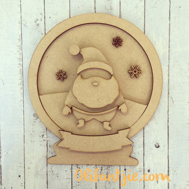 Sale CH030 - MDF Santa Claus Christmas Snow Globe - Olifantjie - Wooden - MDF - Lasercut - Blank - Craft - Kit - Mixed Media - UK