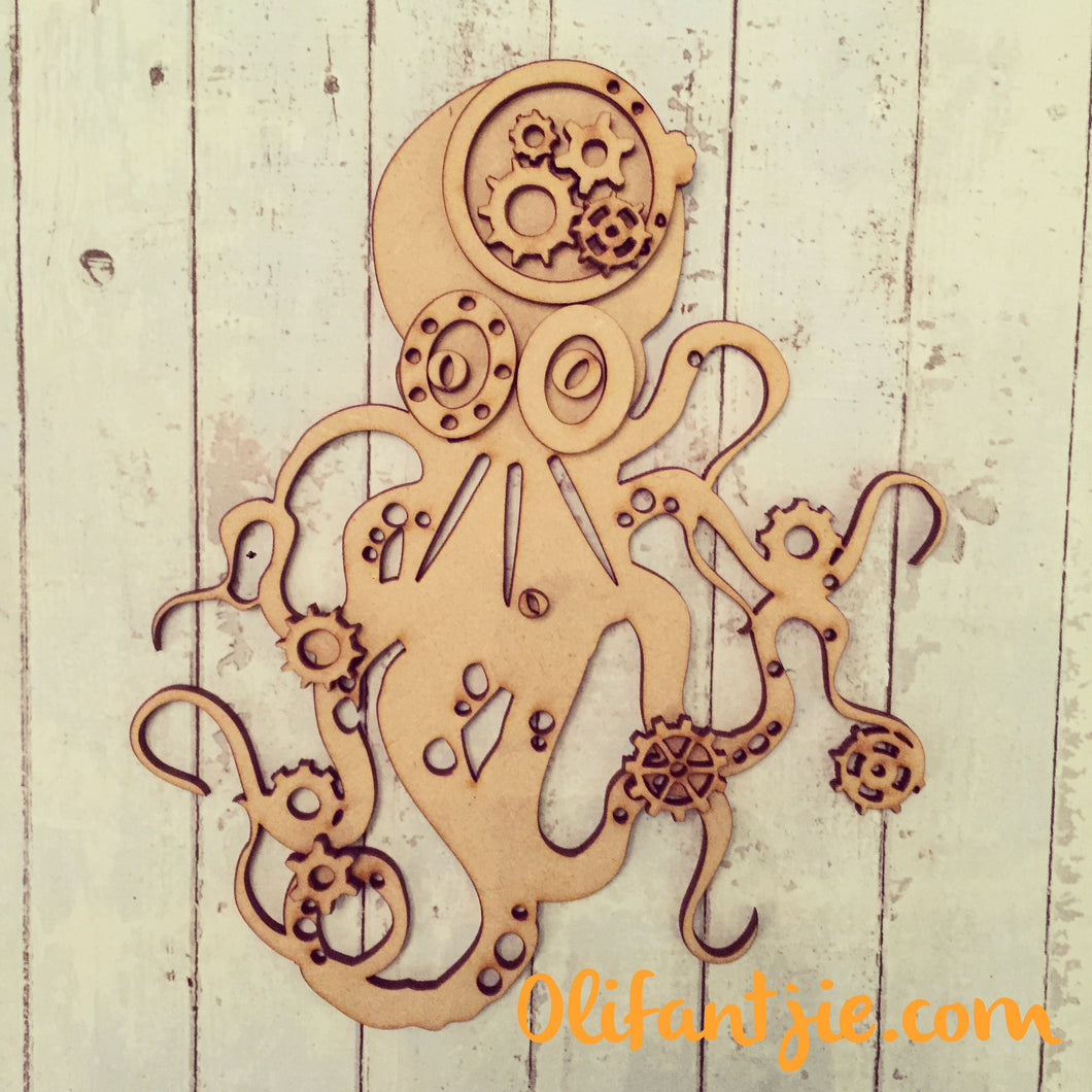 OL202 - MDF Steampunk Octopus - Olifantjie - Wooden - MDF - Lasercut - Blank - Craft - Kit - Mixed Media - UK