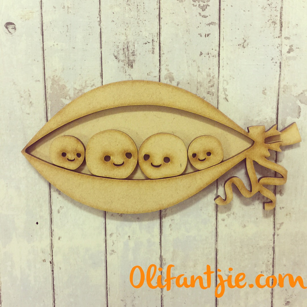 OL141 - MDF Peas in a Pod Family of Four - Olifantjie - Wooden - MDF - Lasercut - Blank - Craft - Kit - Mixed Media - UK