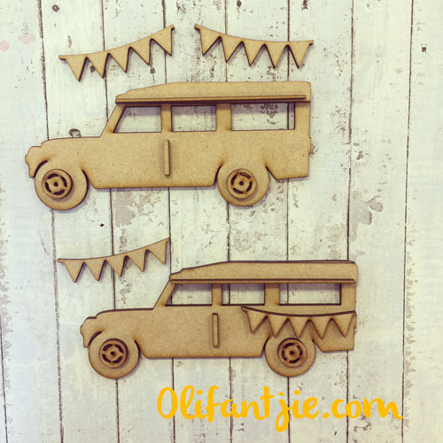 Sale OL177 - MDF 4x4 Vehicles - Set of 2 - Olifantjie - Wooden - MDF - Lasercut - Blank - Craft - Kit - Mixed Media - UK