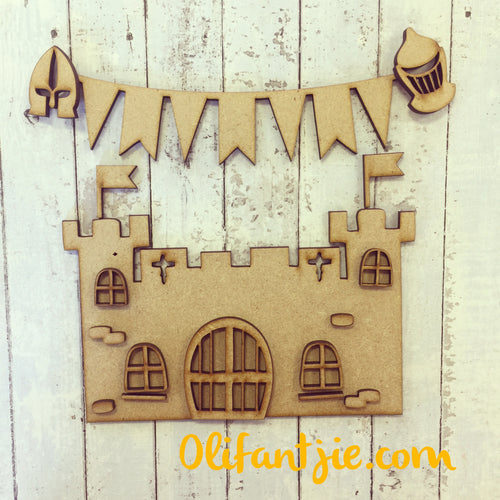 OL037 - MDF Castle - Olifantjie - Wooden - MDF - Lasercut - Blank - Craft - Kit - Mixed Media - UK